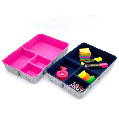 Welaxy storage & organize Navy + Hotpink Welaxy Desk Drawer organzier trays with 4-compartments