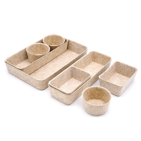 Welaxy storage & organize Oatmeal Welaxy 8-piece Office supplies Drawer organizers trays storage bins circles