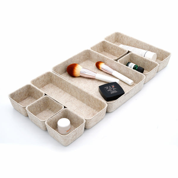 Welaxy storage & organize Oatmeal Welaxy Drawer organizers bins trays catchall tray gift idea 8-piece rectangular