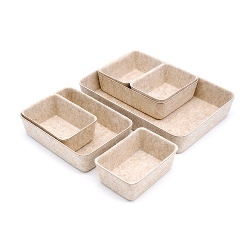 Welaxy storage & organize Oatmeal Welaxy Office drawer organizers trays 7-piece rectangular