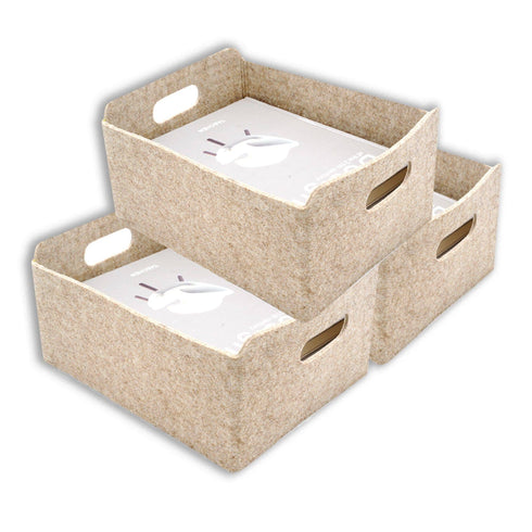 Welaxy storage & organize Oatmeal x 3 Welaxy Storage Baskets 3-piece Collapsible Felt Storage bin Foldable Shelf