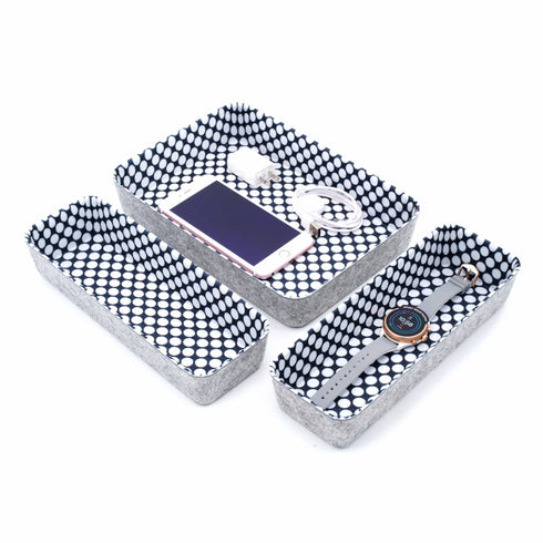 Welaxy storage & organize Polka dot Welaxy Desk Drawer Organizers Modern Pattern Home Office Storage Bins Sturdy Sharrow small bin cozy Cabby 3-Piece