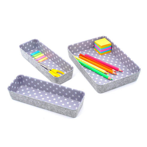 Welaxy storage & organize Star Welaxy Desk Drawer Organizers Modern Pattern Home Office Storage Bins Sturdy Sharrow small bin cozy Cabby 3-Piece