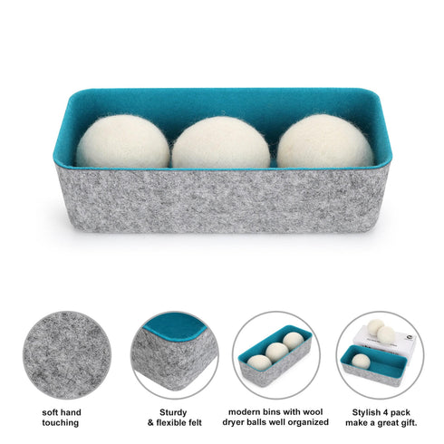 Welaxy storage & organize Welaxy Deep felt storage box with 3-piece XL Size Organic Premium New Zealand nature wool dryer balls Fabric Softener for laundry prevent wrinkles reduce static