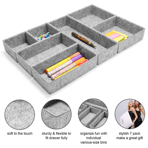 Welaxy storage & organize Welaxy Deluxe drawer organizers multi-purpose storage box luxury gifts 7-piece Style C