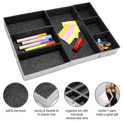 Welaxy storage & organize Welaxy Deluxe drawer organizers multi-purpose storage Catchall Tray Counter trays luxury gifts 7-piece Style D