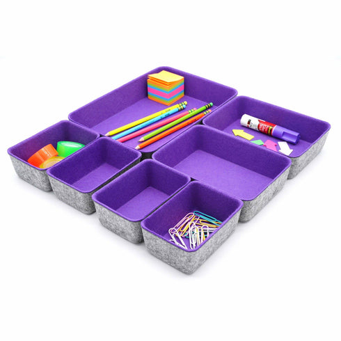 Welaxy storage & organize Welaxy Office drawer organizers trays 7-piece rectangular