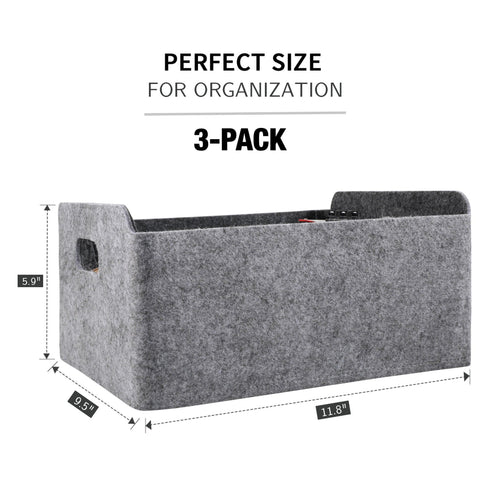 Welaxy storage & organize Welaxy Storage Baskets 3-piece Collapsible Felt Storage bin Foldable Shelf