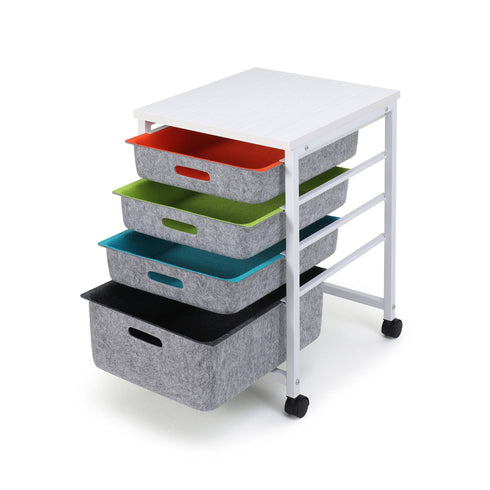 Welaxy storage & organize White Welaxy 4-Felt Drawer Rolling Storage Cart