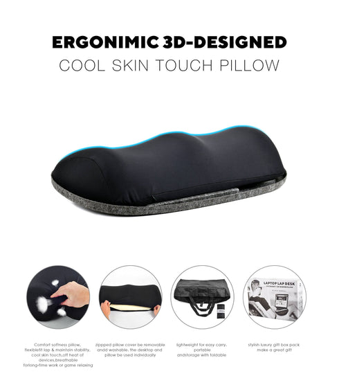 Welaxy Welaxy Large Laptop Lap Desk Portable LapDesk for Bed Home Office fits up to 17" Laptop MacBook Chromebook Tablet Lightweight Tray Table with 3D-Shaped Pillow