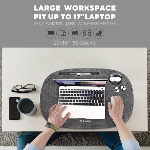 Welaxy Welaxy Large Laptop Lap Desk Portable LapDesk for Bed Home Office fits up to 17" Laptop MacBook Chromebook Tablet Lightweight Tray Table with 3D-Shaped Pillow