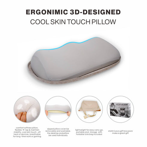 Welaxy Welaxy Large Laptop Lap Desk Portable LapDesk for Bed Home Office fits up to 17" Laptop MacBook Chromebook Tablet Lightweight Tray Table with 3D-Shaped Pillow