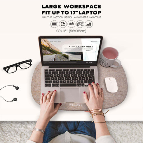 Welaxy Welaxy Large Laptop Lap Desk Portable LapDesk for Bed Home Office fits up to 17" Laptop MacBook Chromebook Tablet Lightweight Tray Table with 3D-Shaped Pillow
